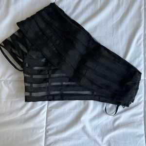 Urban Outfitters black mesh one shoulder crop top